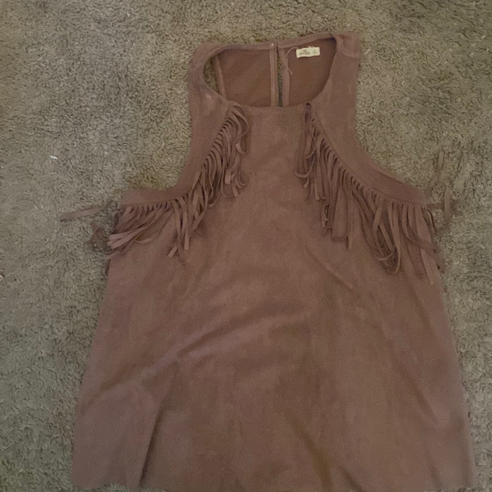 Suede fringe top